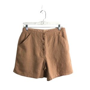 Wrap London Tan Linen Walking Shorts Lagenlook